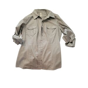 Women's Casual Gray Button-Up Shirt